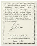 Joe Biden Signed Souvenir Presidential Oath of Office